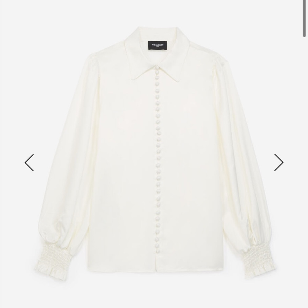 The Kooples Ecru Flowing Top with Cuffed Sleeves